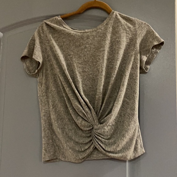 Aqua size large gray short sleeve knot front t shirt - Picture 2 of 3